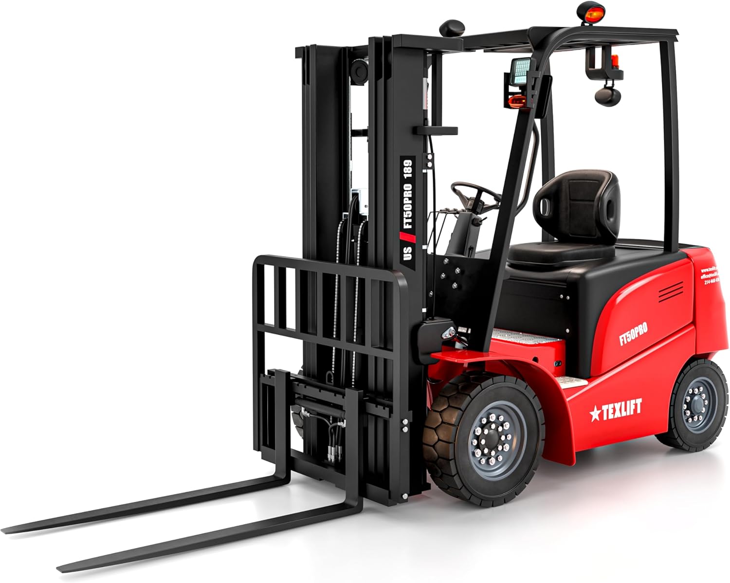 TEXLIFT FT50PRO electric forklift review,electric forklift 5000 lb side shift,TEXLIFT FT50PRO pros cons,best 3 stage mast electric forklift,should I buy TEXLIFT FT50PRO,electric forklift vs propane forklift comparison - detailed features and technical specifications