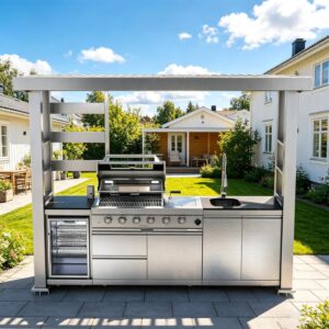Image 1 of outdoor kitchen island with grill and sink
