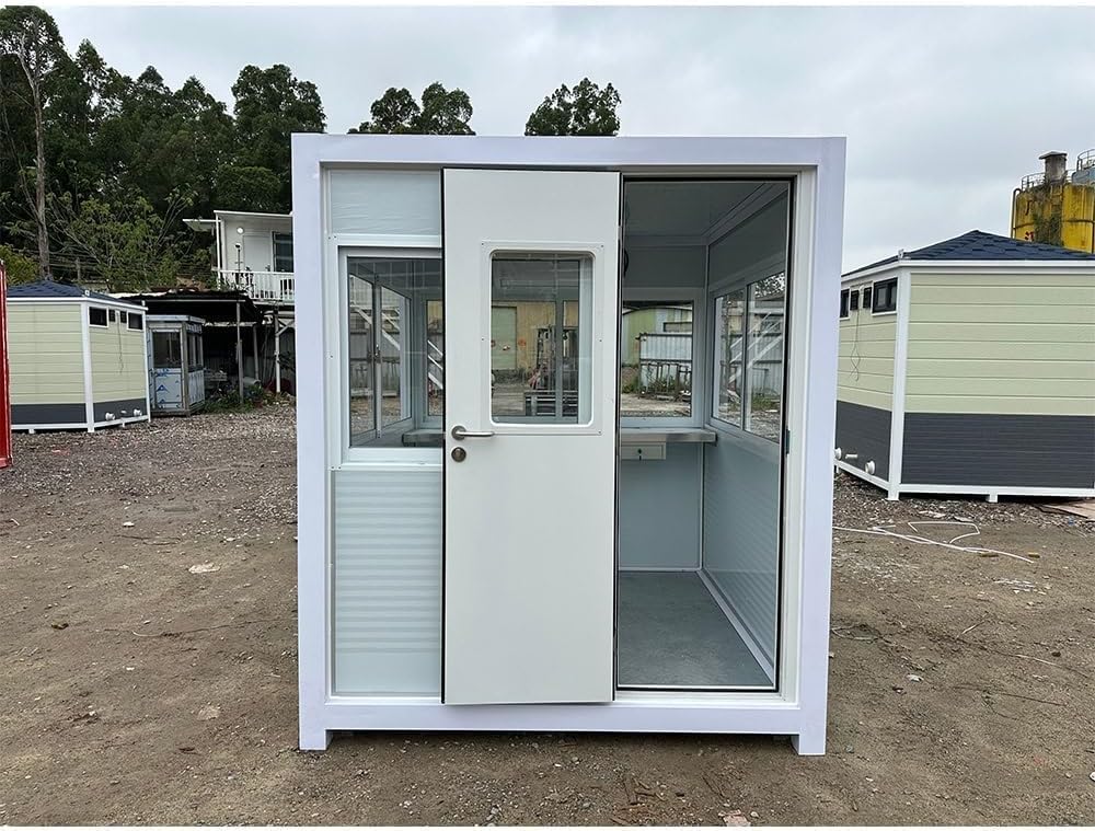 portable security booth with AC and heating,6.5x6.5 guard shack pros cons,best outdoor security booth for parking lot,portable guardhouse with climate control,should I buy a security booth with AC,guard shack vs prefab office booth unboxing and complete package contents