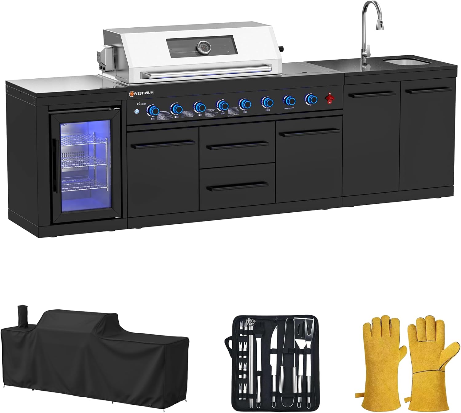 Vestivium Outdoor Kitchen Review: Honest Pros & Cons 1 vestivium outdoor kitchen review,vestivium 8 burner grill station,vestivium modular outdoor kitchen worth it,outdoor kitchen with sink and fridge,propane grill station positive features,vestivium vs other outdoor kitchens - detailed features and technical specifications